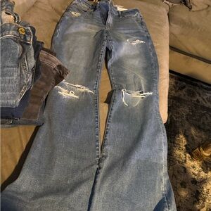 American Eagle Outfitters Light Blue Distressed Flare Jeans